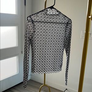 Steve Madden Black and White sheer Patterned Blouse size M